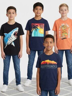 Bundle of 8 Boys Size L(10-12) Kids Graphic T-Shirt - Multicolor Adventure